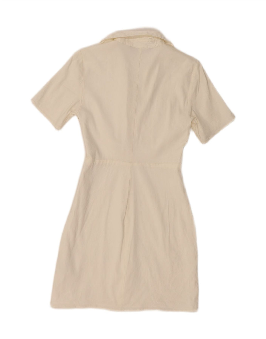 ZARA Womens Short Sleeves Sheath Dress UK 10 Small Off White Viscose