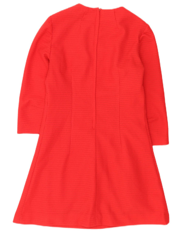 Vintage Womens 3/4 Sleeve A-Line Dress UK 10 Small Red