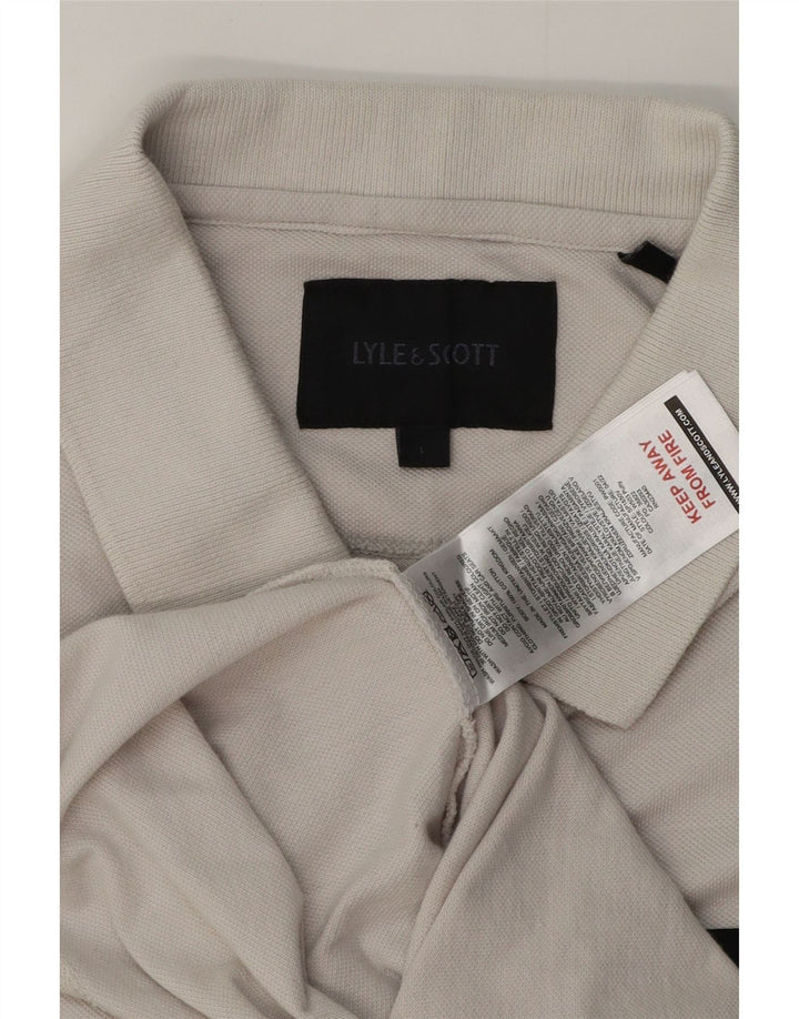 LYLE & SCOTT Mens Polo Shirt Large Off White Cotton