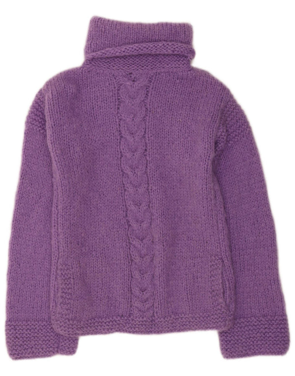 Vintage Womens Roll Neck Jumper Sweater UK 12 Medium Purple Wool