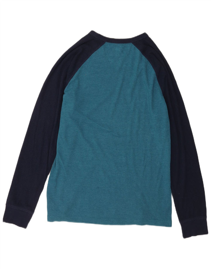Gap Mens Top Long Sleeve Large Blue Colourblock Cotton