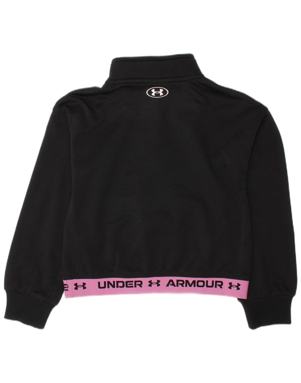 UNDER ARMOUR Girls Zip Neck Sweatshirt Jumper 4-5 Years Black Colourblock
