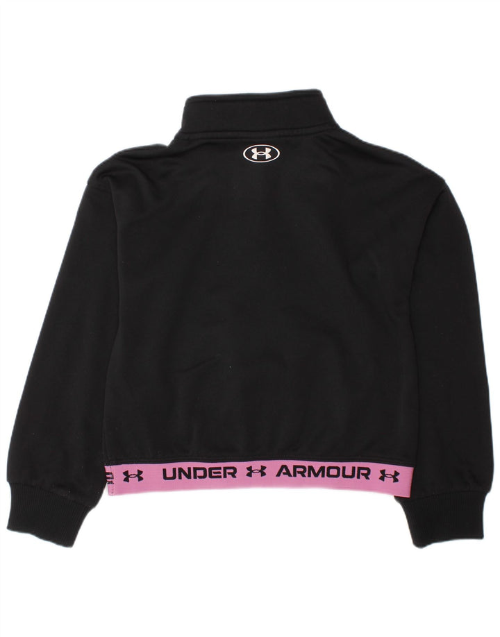 UNDER ARMOUR Girls Zip Neck Sweatshirt Jumper 4-5 Years Black Colourblock