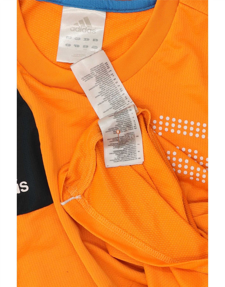 Adidas Mens Graphic T-Shirt Top Large Orange Colourblock Polyester