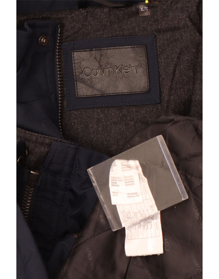 Calvin Klein Mens Hooded Windbreaker Jacket UK 42 XL Navy Blue Polyester