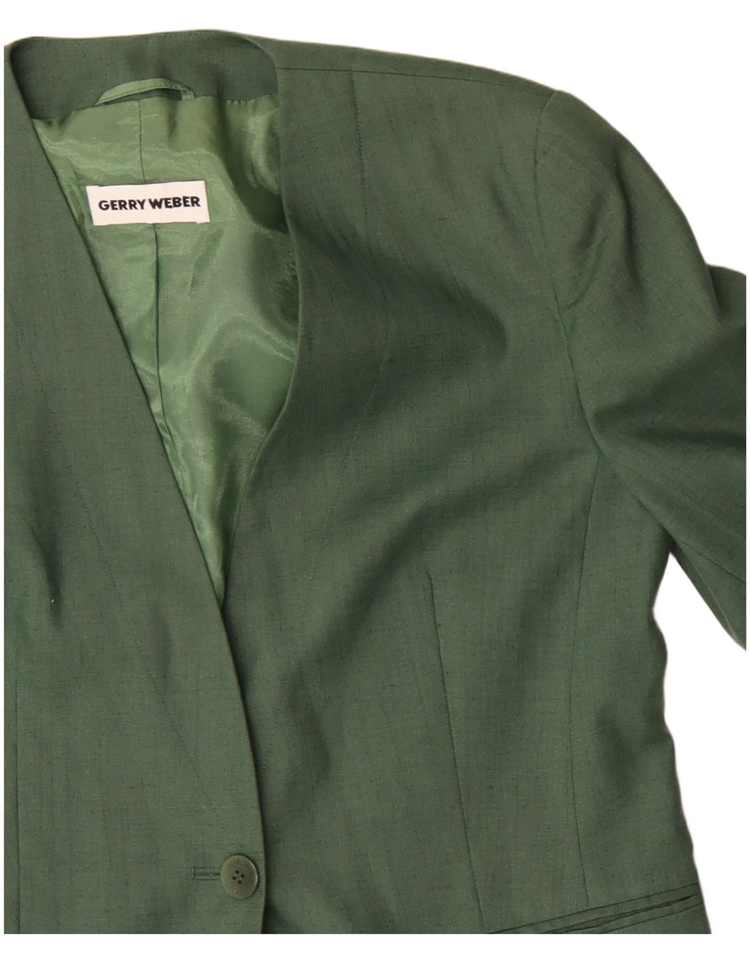 Gerry Weber Womens 1 Button Blazer Jacket EU 38 Medium Green Linen
