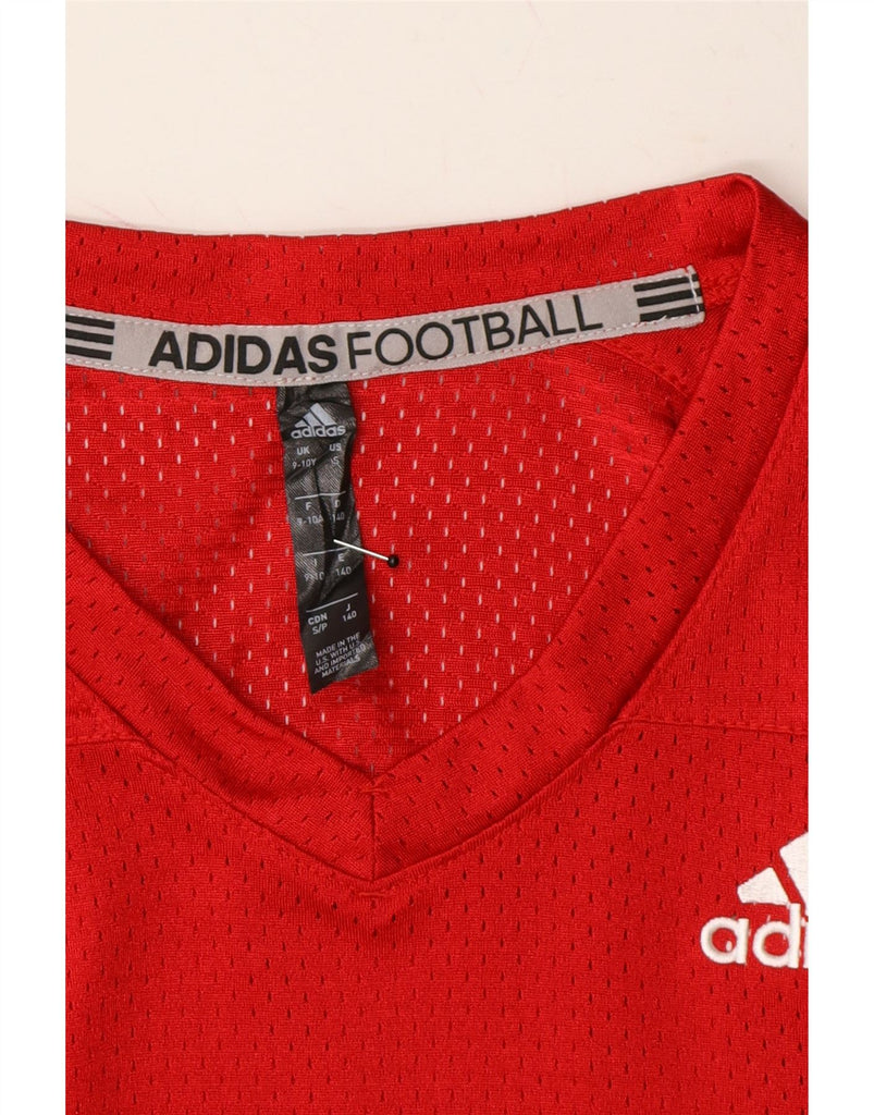 ADIDAS Girls Football T-Shirt Top 9-10 Years Red Nylon Vintage Adidas and Second-Hand Adidas from Messina Hembry 