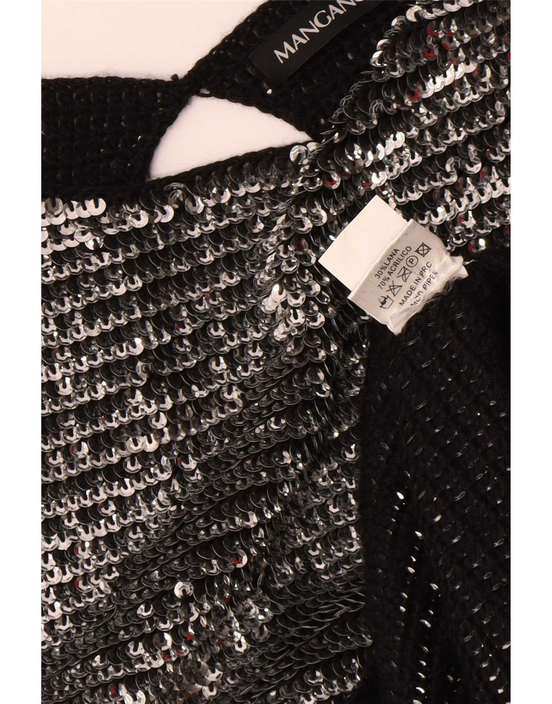 Mangano Womens Sequin Bodycon Dress UK 14 Medium Silver Wool