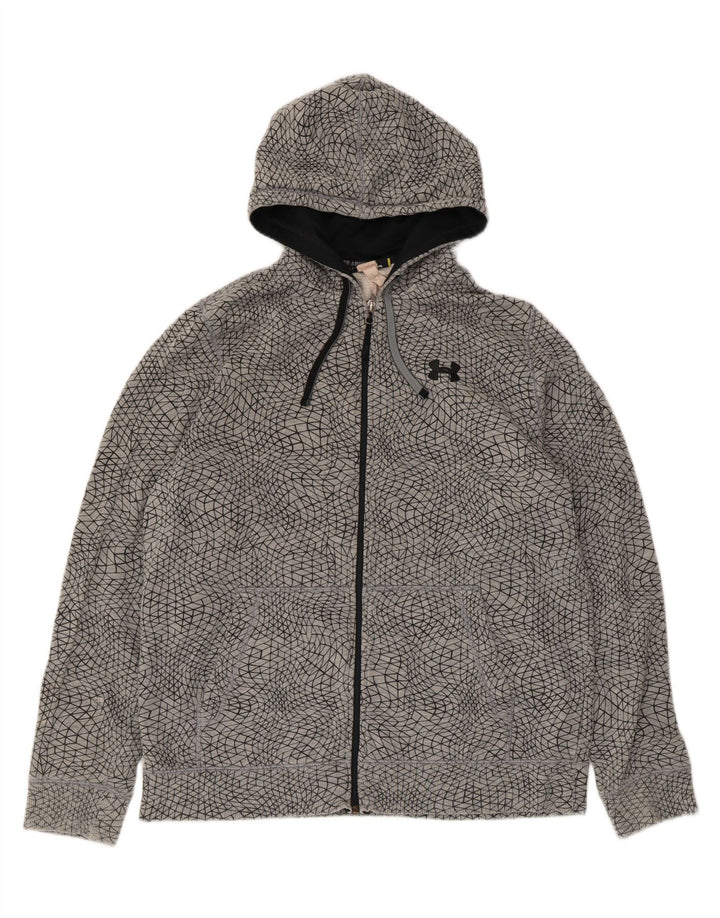 Under Armour Mens Zip Hoodie Sweater Large Grey Geometric