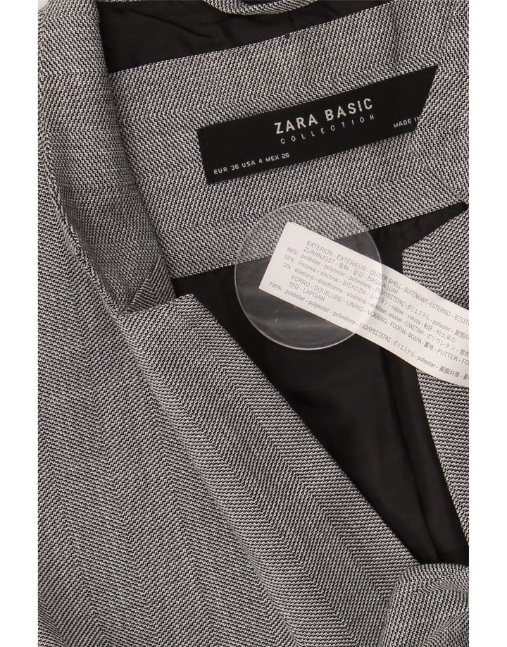 ZARA Womens 1 Button Blazer Jacket EU 36 XS Grey Polyester