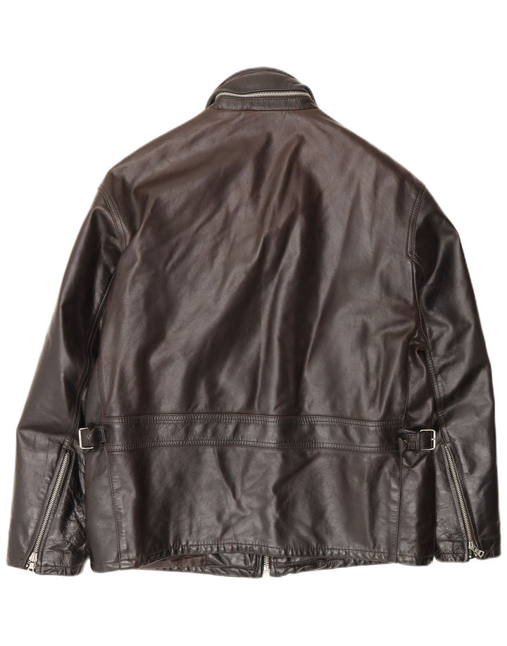 Conbipel Mens Natural Wear Leather Jacket UK 38 Medium Brown Leather