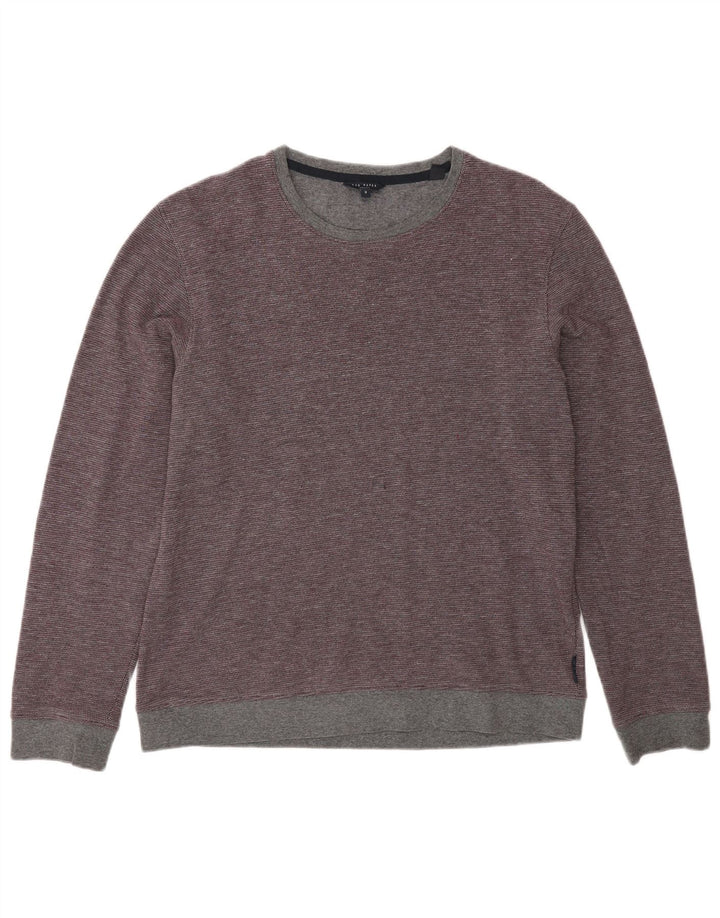 Ted Baker Mens Crew Neck Jumper Sweater Size 3 Medium Burgundy Cotton