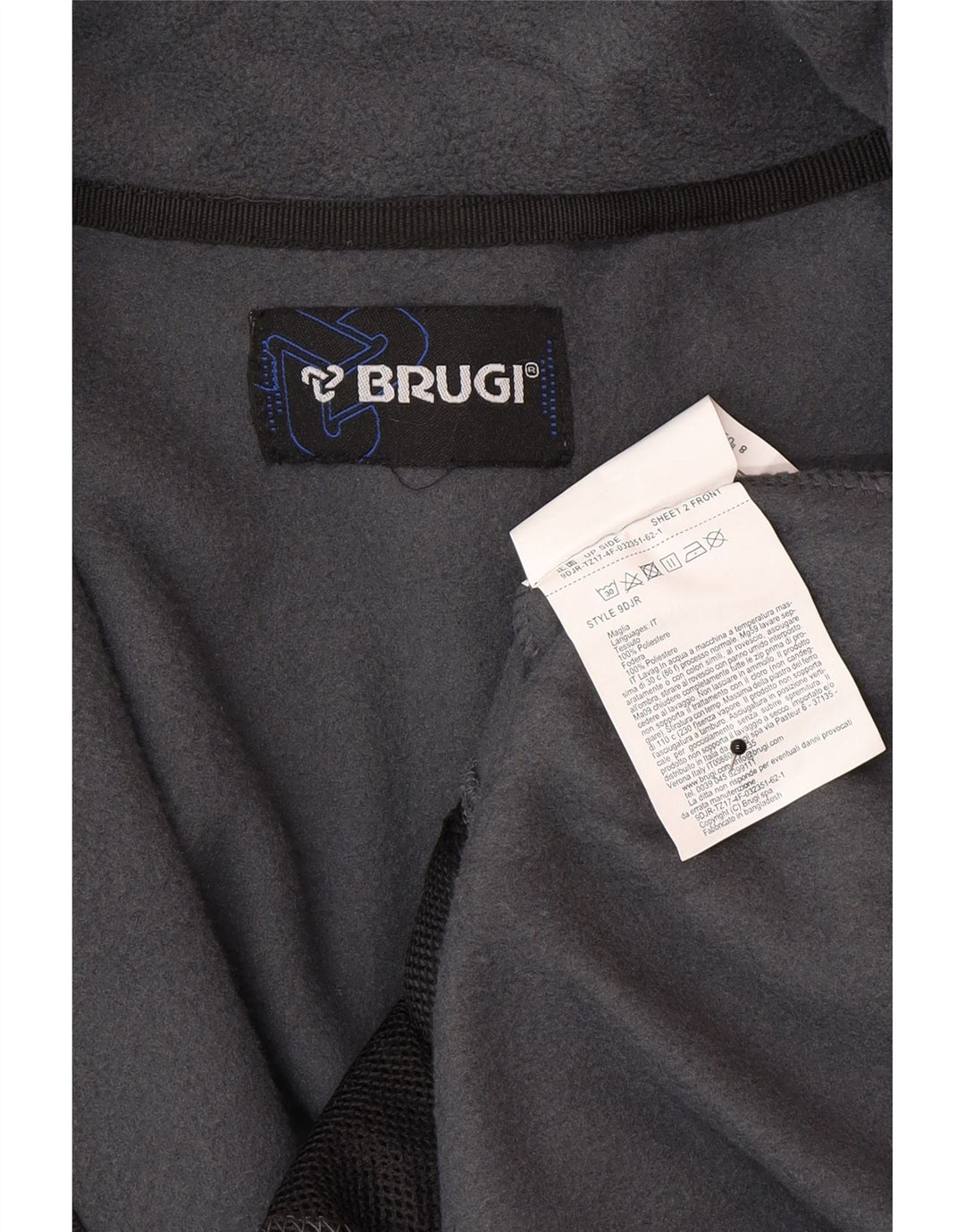 Brugi Mens Fleece Jacket UK 40 Large Grey Polyester