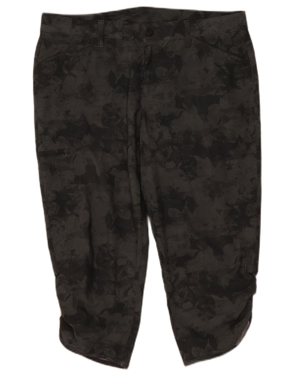 Eddie Bauer Womens Capri Cargo Trousers US 14 XL W38 L21 Grey Camouflage