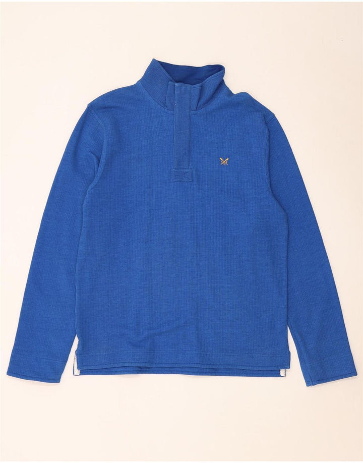 Crew Clothing Mens Zip Neck Sweatshirt Jumper Medium Blue Cotton