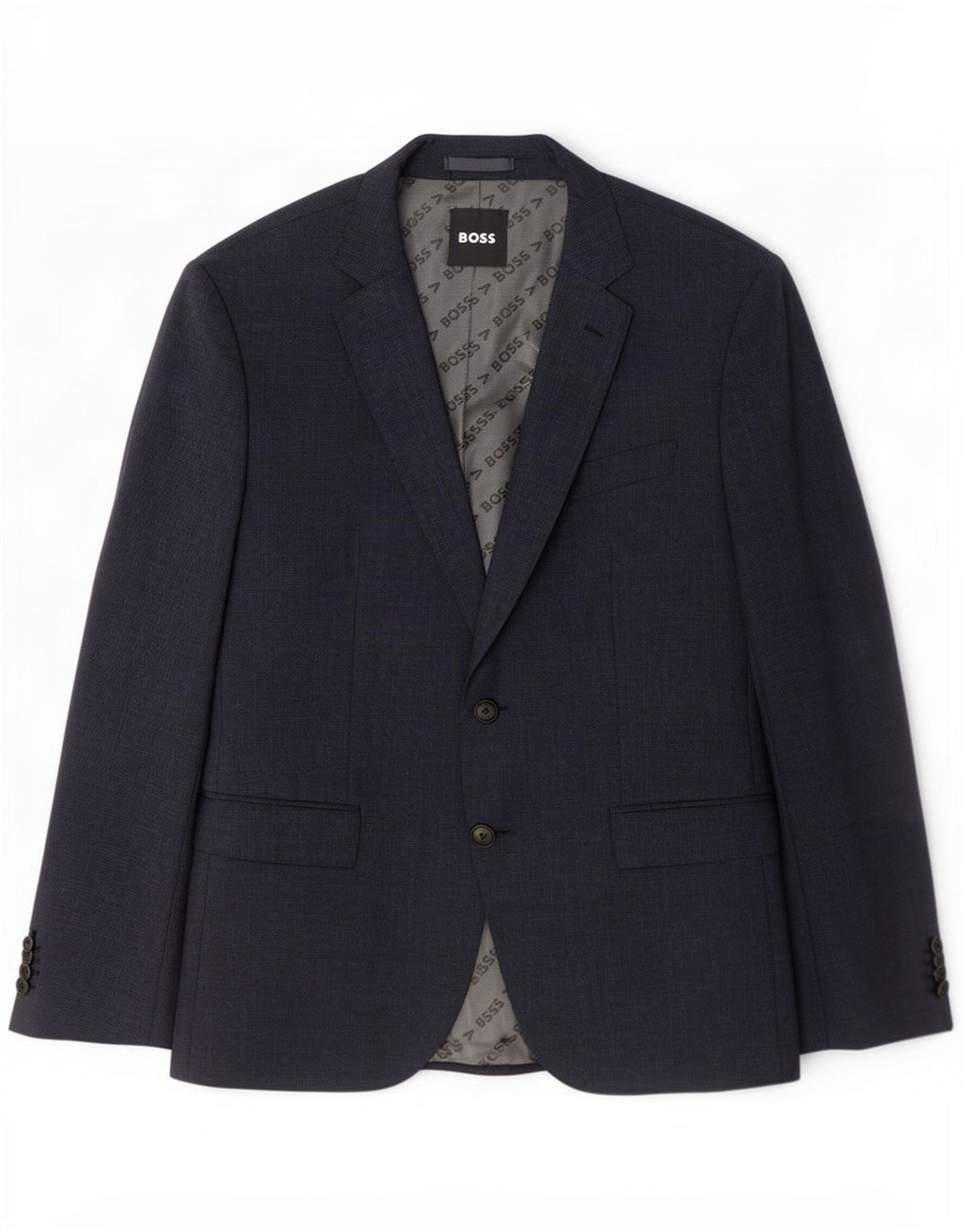 Hugo Boss Mens 2 Button Blazer Jacket UK 52 XL Navy Blue Check Wool