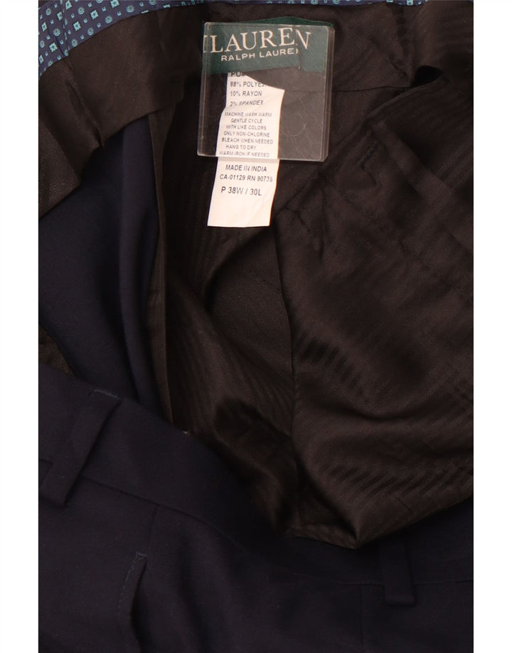 POLO RALPH LAUREN Mens Straight Suit Trousers W38 L30 Navy Blue Polyester
