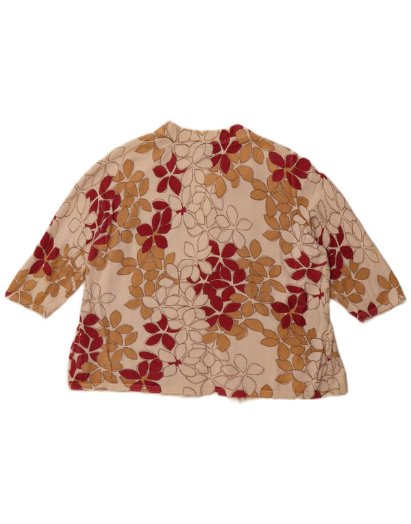 Eddie Bauer Womens 3/4 Sleeve Cardigan Sweater UK 20 2XL Beige Floral