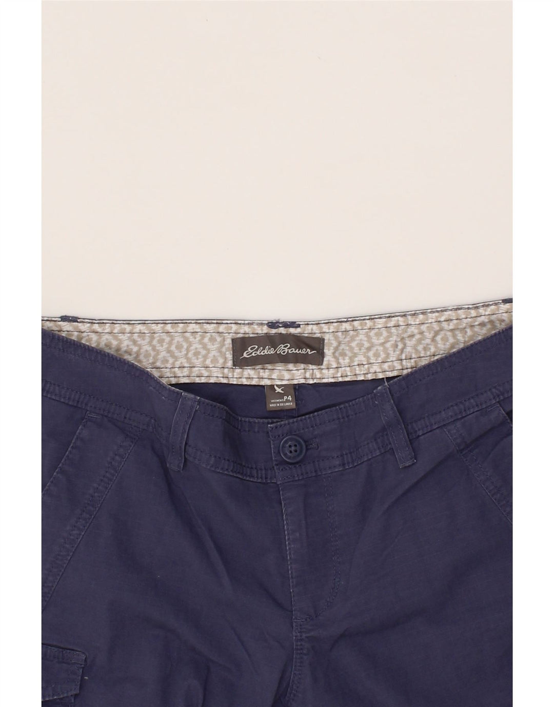 EDDIE BAUER Womens Cargo Shorts US 4 Small W30  Navy Blue Cotton Vintage Eddie Bauer and Second-Hand Eddie Bauer from Messina Hembry 