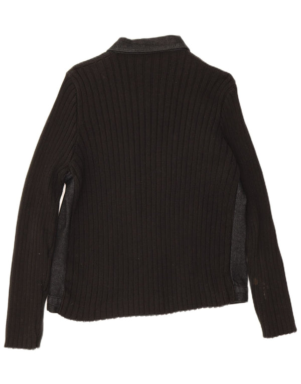 Marks & Spencer Womens Cardigan Sweater UK 16 Large Black Cotton