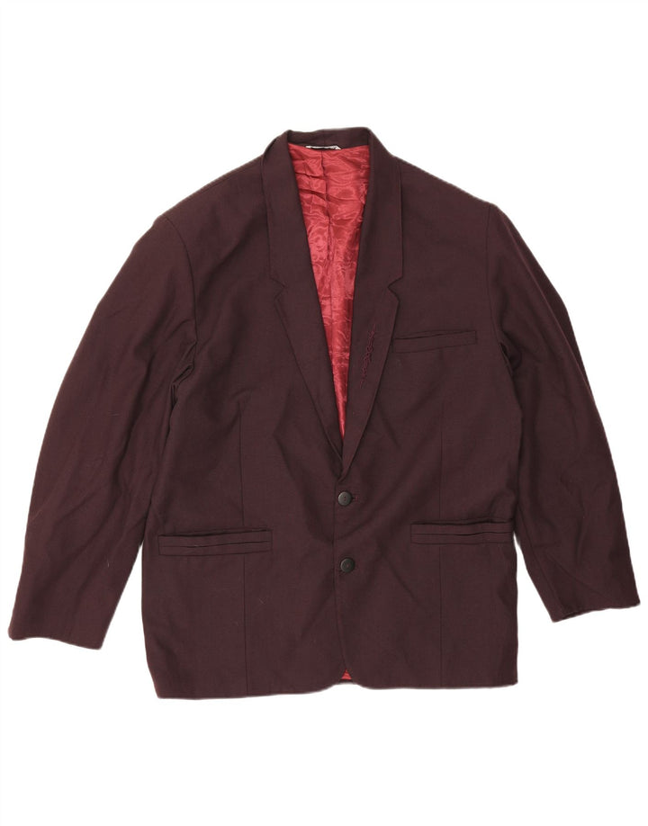 Wampum Mens 2 Button Blazer Jacket UK 38 Medium Burgundy Viscose