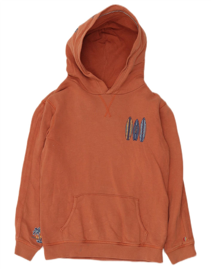 FAT FACE Boys Graphic Hoodie Jumper 10-11 Years Orange Cotton