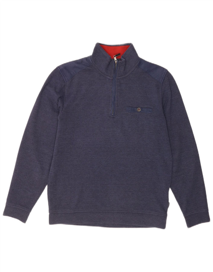 Ted Baker Mens Zip Neck Sweatshirt Jumper Size 2 Small Navy Blue Polyester