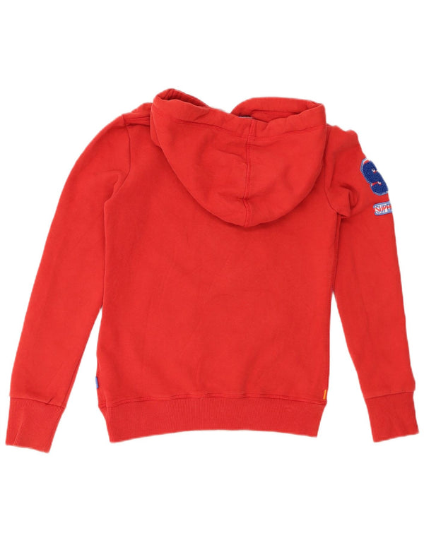 SUPERDRY Womens Graphic Hoodie Jumper UK 6 XS Red Cotton