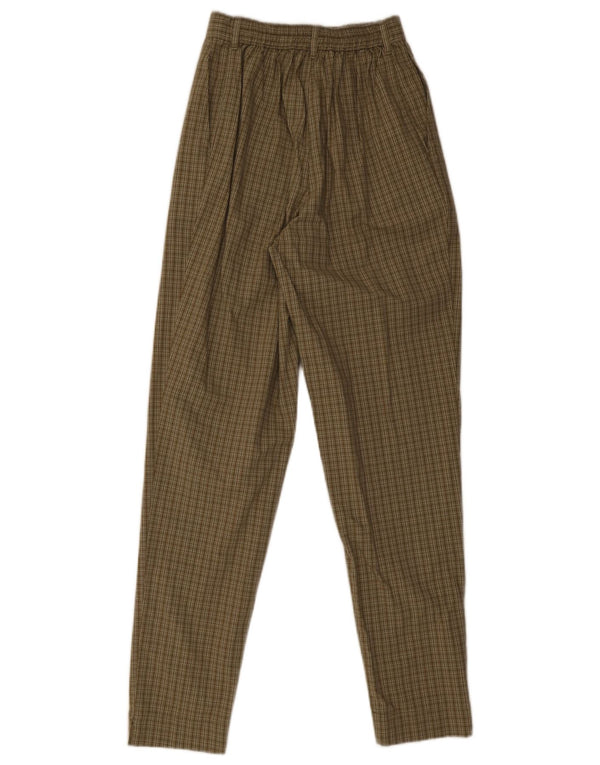 Marks & Spencer Womens Chino Trousers UK 10 Small W24 L31 Brown Check