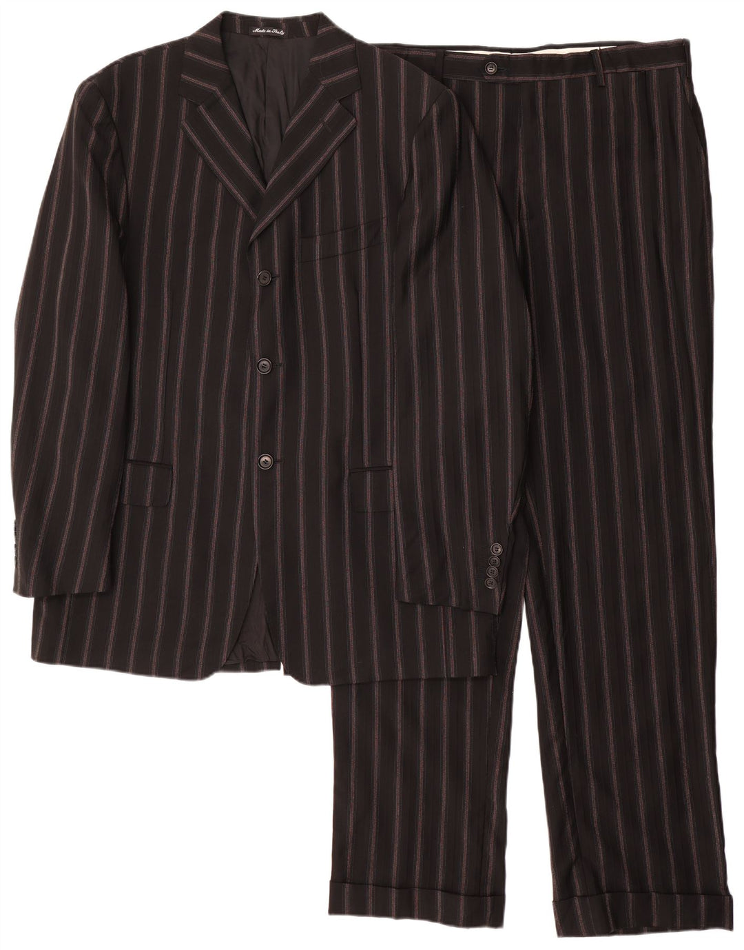 PAL ZILERI Mens 3 Button 2 Piece Suit IT 50 Large W34 L33 Black Striped