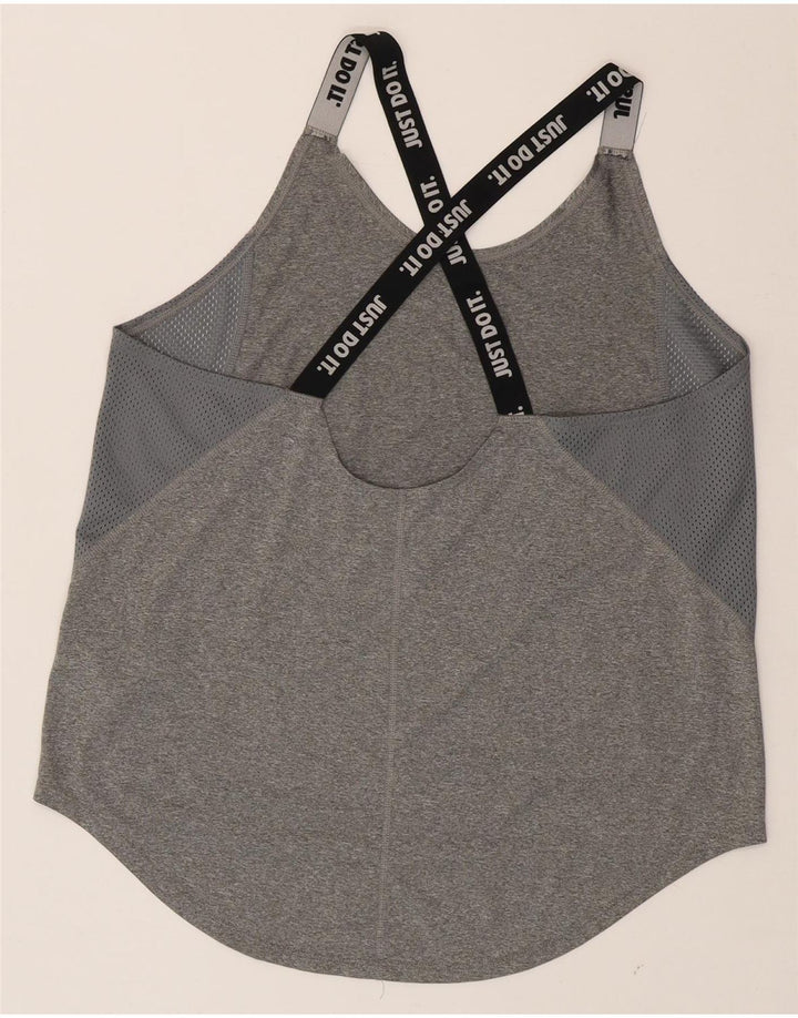 NIKE Womens Dri Fit Graphic Vest Top UK 16 Large Grey Polyester Vintage Nike and Second-Hand Nike from Messina Hembry 