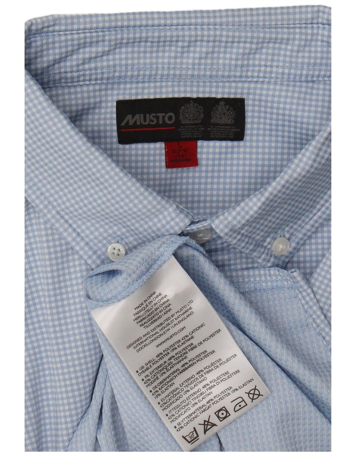 Musto Mens Shirt Large Blue Gingham Polyester