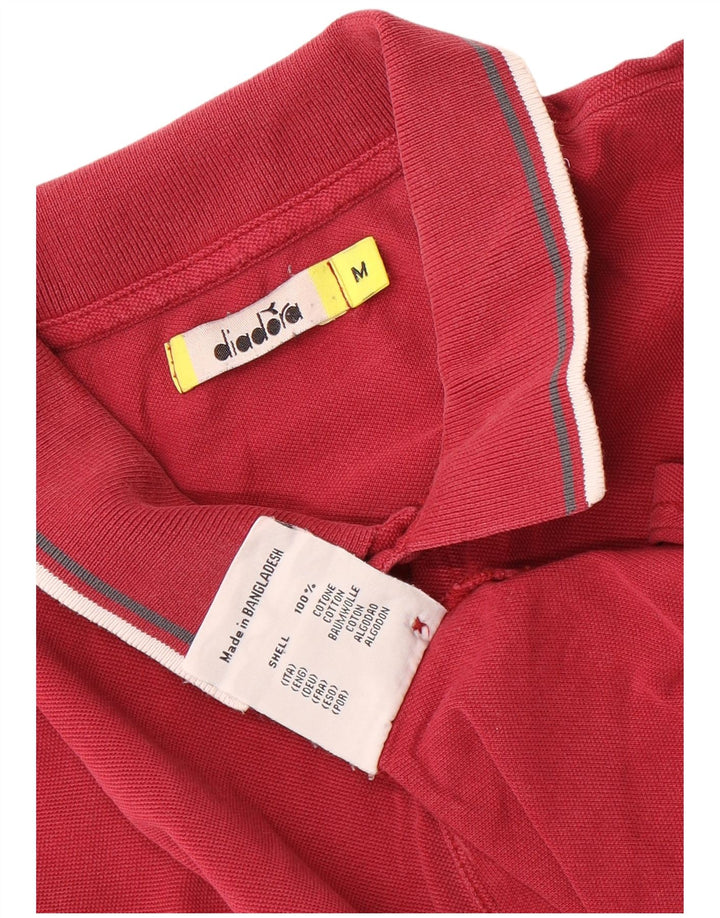 DIADORA Mens Polo Shirt Medium Maroon Striped Cotton