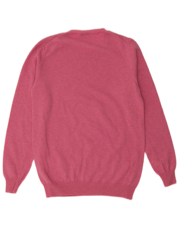 Benetton Womens Boat Neck Jumper Sweater UK 12 Medium Pink Virgin Wool