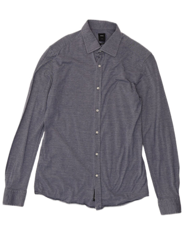 Hugo Boss Mens Tailored Slim Fit Shirt Size 40 15 3/4 Medium Blue Cotton