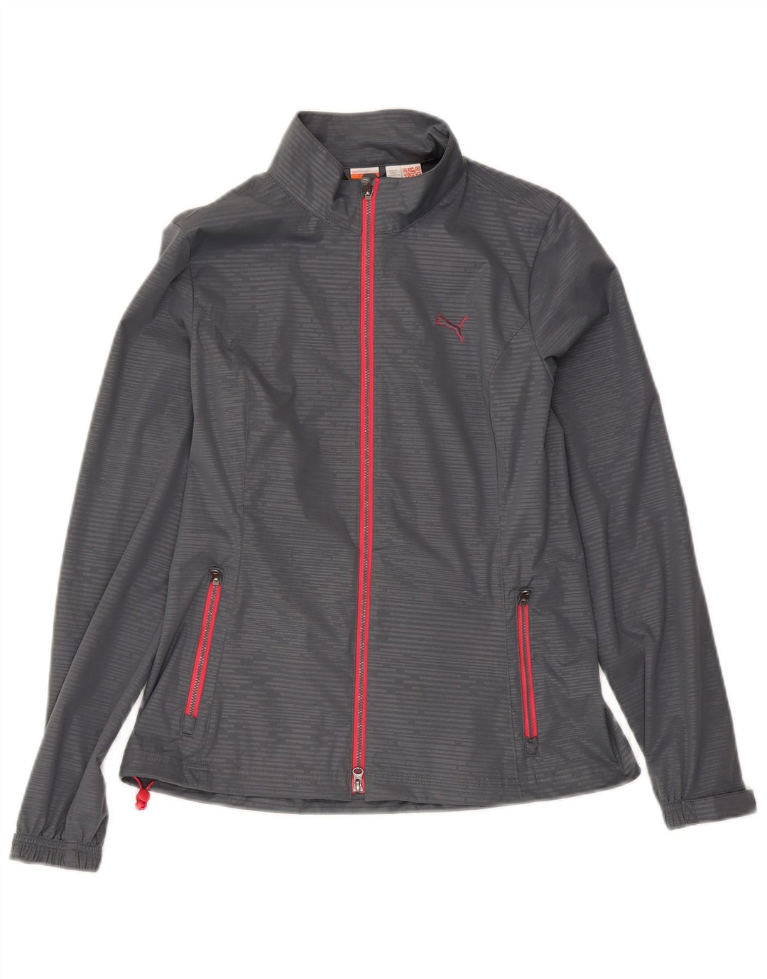 Puma Womens Tracksuit Top Jacket UK 10 Small Grey Striped Polyester