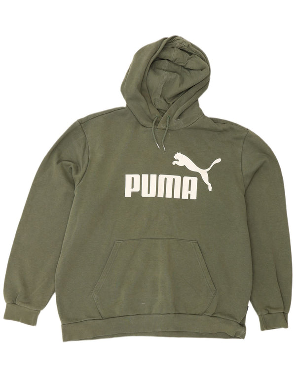 Puma Mens Graphic Hoodie Jumper XL Green Cotton