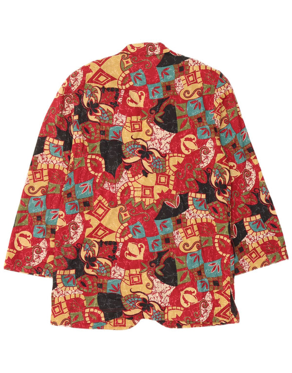 Vintage Womens Abstract Pattern Blazer Jacket IT 42 Medium Red Colourblock