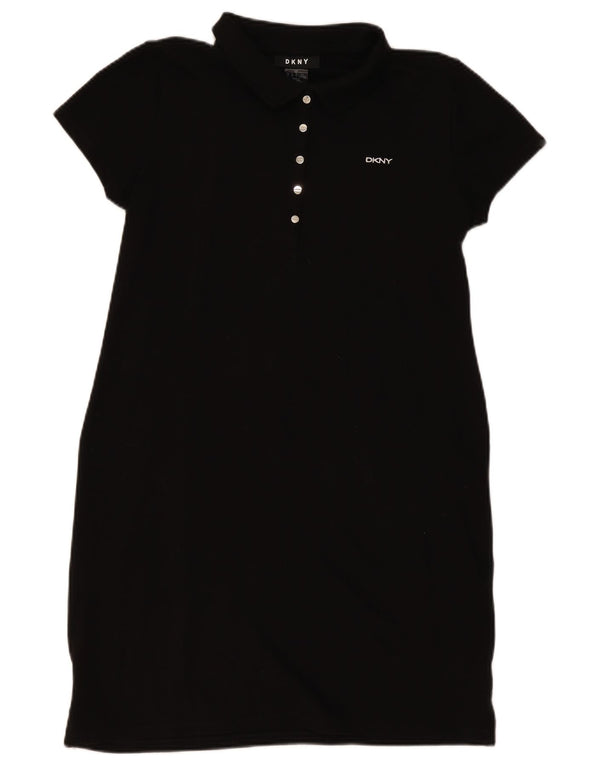 Dkny Womens Polo Dress UK 14 Large Black Cotton