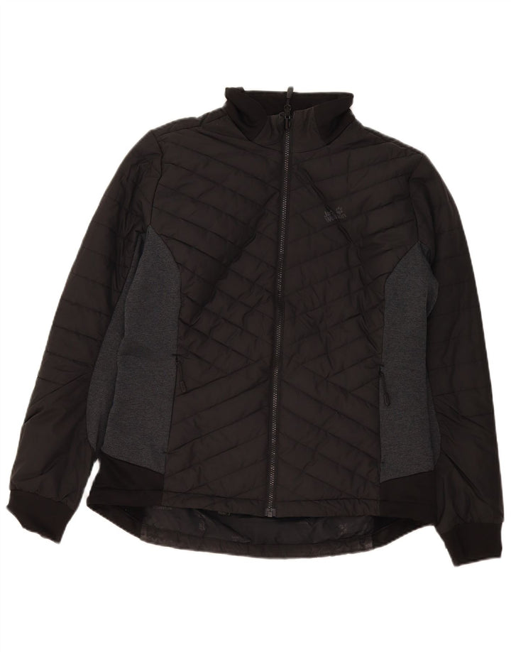 Jack Wolfskin Womens Padded Jacket UK 16 Large Black Colourblock Polyester