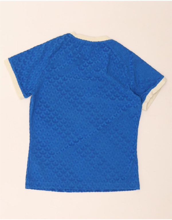 Adidas Womens Graphic T-Shirt Top UK 14 Medium Blue Cotton