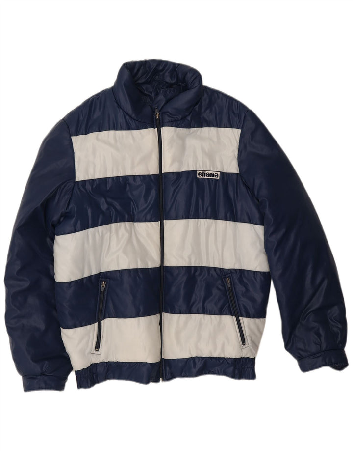 Eliana Mens Padded Jacket UK 40 Large Navy Blue Striped