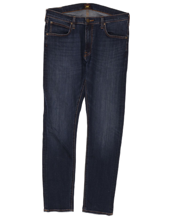 Lee Mens Luke Slim Jeans W34 L32 Navy Blue Cotton