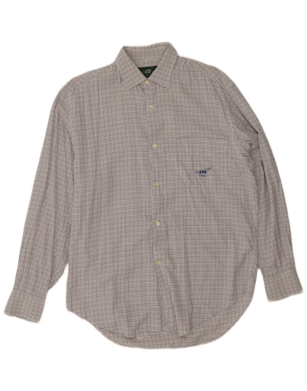 Henry Cottons Mens Shirt Size 39 15 1/2 Medium Grey Gingham