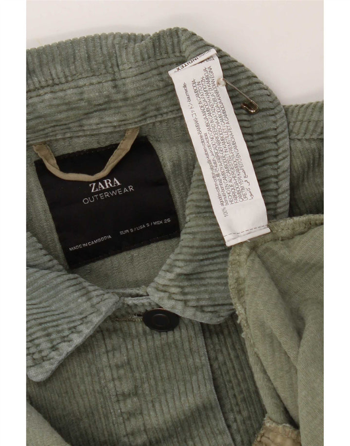 Zara Womens Oversized Corduroy Jacket UK 10 Small Khaki Cotton