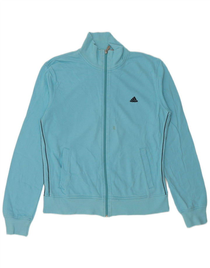 ADIDAS Womens Tracksuit Top Jacket EU 44/46 Large Blue Cotton