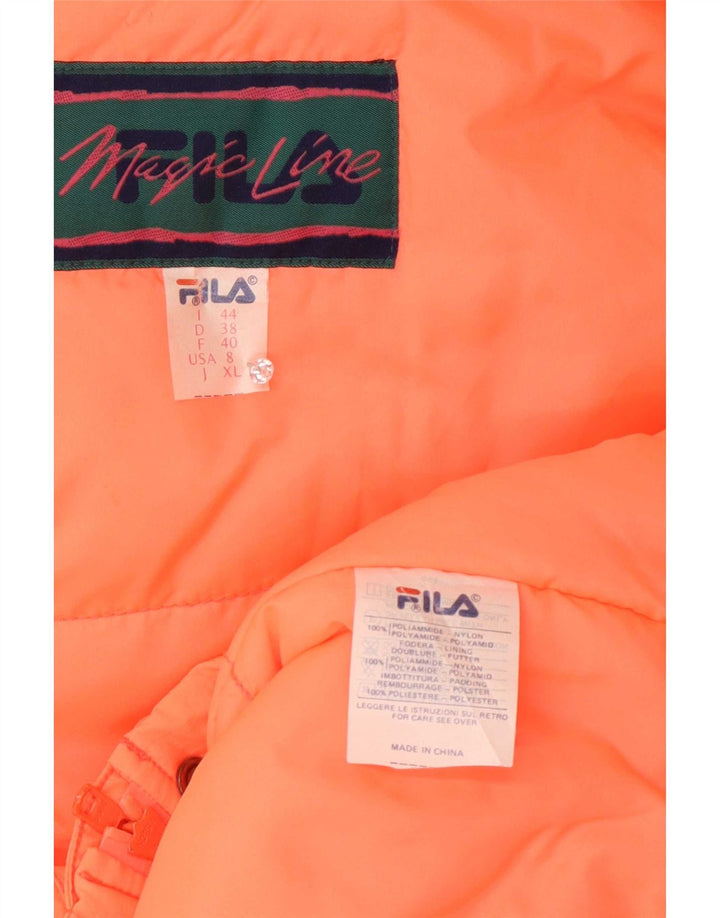 Fila Womens Hooded Oversized Padded Coat IT 44 Medium Orange Polyamide