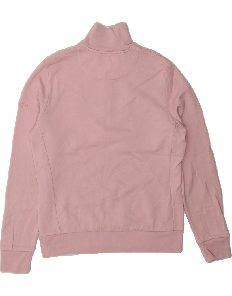 RALPH LAUREN Womens Graphic Zip Neck Sweatshirt Jumper UK 14 Large Pink Vintage Ralph Lauren and Second-Hand Ralph Lauren from Messina Hembry 
