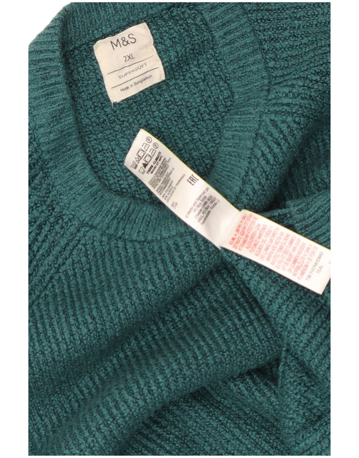 Marks & Spencer Mens Crew Neck Jumper Sweater 2XL Green Polyamide