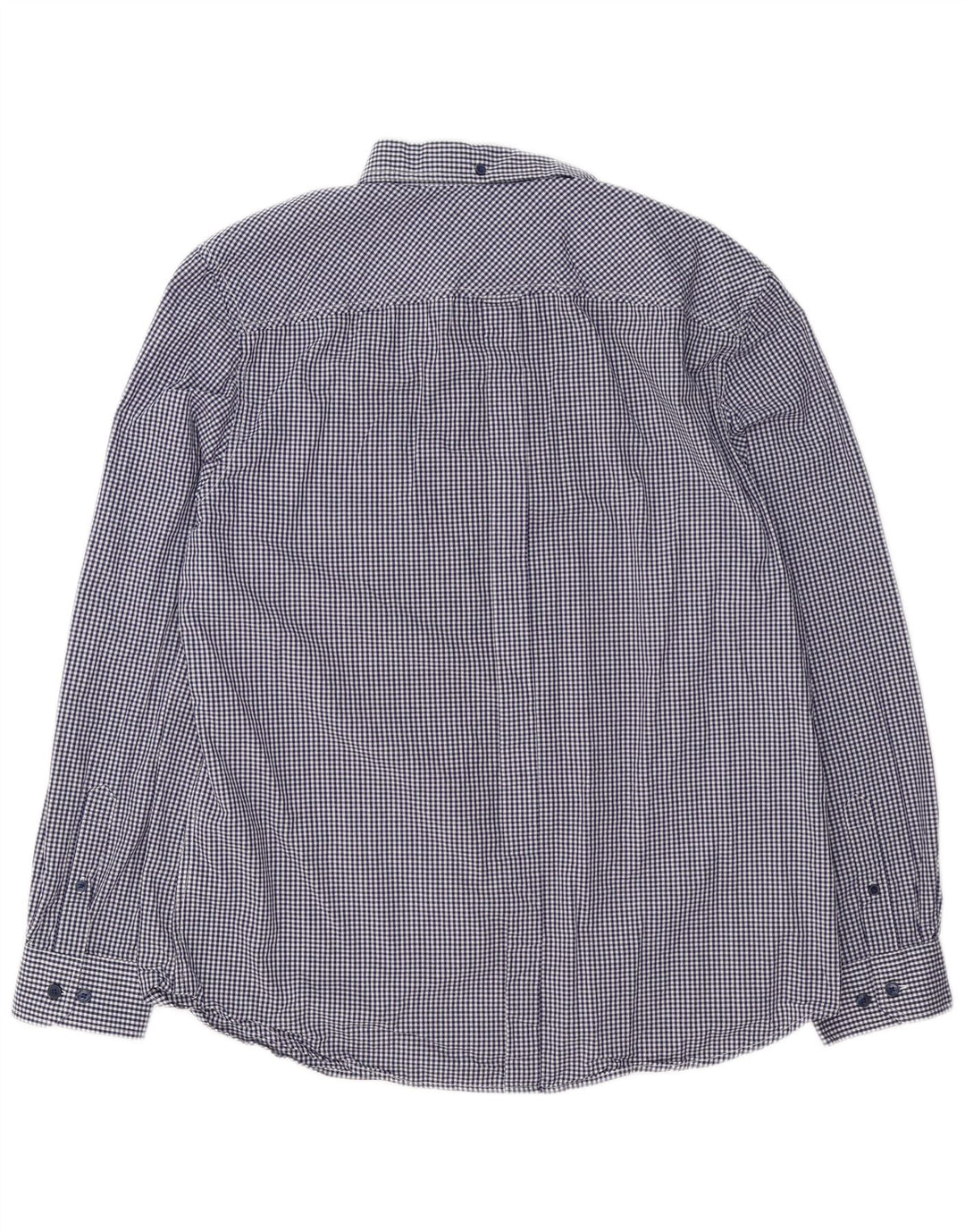 Ben Sherman Mens Shirt XL Navy Blue Gingham Cotton